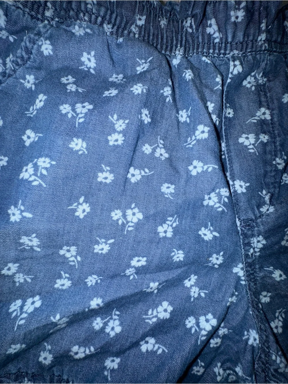 Women's Navy Floral Elastic Waist Shorts